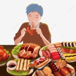 행복한 먹는 일러스트 음식, 음식, 즐거움, 미식가 PNG 일러스트 및 PSD 이미지 무료 다운로드 - Pngtree