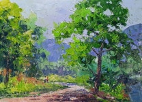 # 풍경화(육령리저수지길)~야외스케치 oil painting