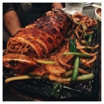 stuffed squddies  #오징어순대 #stuffedsquid #koreanfood #koreatown #pocha32 #nyceats #bbqsquid #nomz #kbbq #やきいか... 