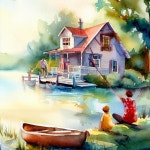 호수가에서 낚시 Fishing at Lake Gaya