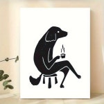 Temu｜Dog & Canvas Art Print - For , Dorm, And - Temu｜1개 빈티지 재밌는 개 커피 마시는 액자 없는 캔버스 포스터 - 선물, 할로윈 장식... 