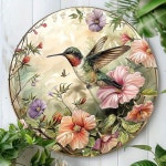 1 Stück 20 x 20 cm (8 x 8 Zoll) rundes Aluminiumschild, Metallschild, schöner Vogelkranz, Blechschild für Zuhause, Büro, Schlafzimmer, modische... 