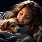 petite fille avec son chien Pin on 동물