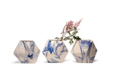 CWC Ceramics Hexagon pots. Slip cast ceramics with marbled pattern. 2 sizes available as well as other colours | 마블링