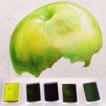 딱 사과색 😀🍏 새로산 #초록이들 #기분전환 😆😆 #수채화 #시넬리에 #sennelier #winsorandnewton #watercolorpainting… | 수채화