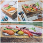 이미지: 초밥 음식 | 초등 미술 교육, 미술 교육, 수채화