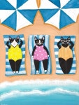 Lazy Sunbathers Original Beach Cat Folk Art Painting(이미지 포함) | 그림, 고양이