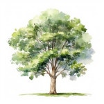 흰색 배경에 수채화 나무 Handdrawn 그림 | 프리미엄 AI 생성 이미지 Watercolor Painting of a Tree on a White Background