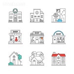 mango_building_09 L200828, Mango, 아이콘, 동물병원, 병원, 약국, 옷가게... 슈퍼마켓, 식물, 나무, 창… - 2020 | 옷가게, 라인 아이콘, 백화점