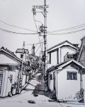 TRAVEL SKETCHING에 있는 del+kay&kly님의 핀 | 풍경화, 전봇대, 어반 스케쳐스