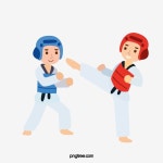 태권도 일러스트 그림의 만화 손으로 그린 쌍, 어린이, 태권도, 운동 PNG 일러스트 및 PSD 이미지 무료 다운로드 - Pngtree