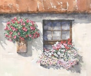 Window with flowers - Landscape Watercolor (sketch & coloring, Arches rough) NAMIL ART 꽃이 있는 창문 - 풍경 수채화 (스케치... 