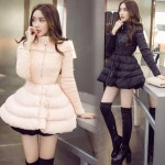 Womens Lapel Collar Mixed Parka Korean Slim Fit A Stylr Overcoat Sweet  A1038 | 완벽한 몸
