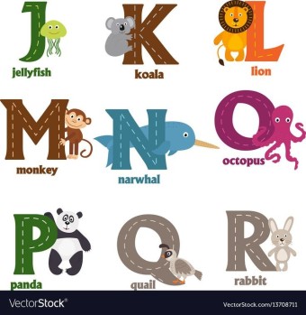 Alphabet with animals j to r vector image on VectorStock in 2021 | Abc coloring pages, Vector free, Abc coloring