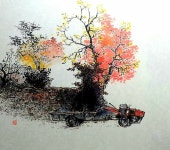 秋 Pin di 박문수 su 산수화  채묵화