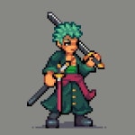 Lucas Godoy on Instagram: Zoro - One Piece🏴☠⚔️ #pixelart #pixel #pixels #ドット絵 #픽셀아트 #onepiece #zoro #nami... 