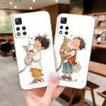 아이디어 - H1089 Temu｜Puha TPU tok Xiaomi Redmi sorozathoz - Bájos rajzfilm gyerek & macska minta - Védelem telefon tok pár… in... 