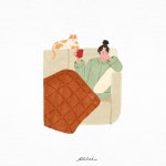 커피 일러스트 귀여운 그림 커피마시는 사람 휴식하는 사람