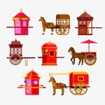 결혼, 결혼식, 꽃가마 일러스트 PNG, 마차 꽃가마 이미지 벡터, PSD 파일 - Pngtree