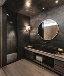 Looking at this I have to wonder if fossils would make the whole room too dark #bathroomideas | 욕실 인테리어 디자인, 욕실 꾸미기