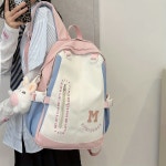 디테일, 무도장 디자인, 무충전 블랙 Preppy Style Casual Daypack, Large Capacity Waterproof Nylon Backpack With Adjustable Straps, Zipper... 