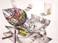 휘어짐이나 공간의 무한한 반사같은 특징이 드러나도록 구도를 짰으며, 관찰에 중점을 둔 표현에 힘썼다. - 2021 | 자동차