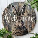 1pc 8x8inch(20x20cm) 라운드 알루미늄 로그인 금속 로그인 레트로 환영 토끼 꽃 로그인 정원 침실 농장 사무실 홈 장식 Pin on Products