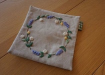 프랑스자수 소품패키지 - 라벤더 티코스터 (린넨)