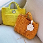 코바늘 꽈배기 스마일 토트백, 스마일 데이지 사계절 가방, Crochet twist Smile Bag.
