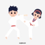 만화 손으로 그린 어린이 태권도 일러스트 쌍 재생 그림, 어린이, 태권도, 운동 PNG 일러스트 및 PSD 이미지 무료 다운로드 - Pngtree