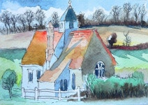 Idsworth chapel | 풍경화, 수채화, 그리기