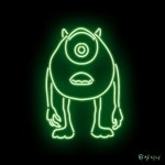 그린라이트 마이크크크 , #Monsters #pixar #animation #disney #illust #illustration #neonsign #neon #character #sulli #sullivan #mike... 