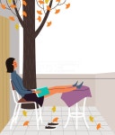 전신, 모던, 모던한, 심플한, 심플, 가을, 독서의계절, 계절, 취미, 풍경, 책, 읽고있는, 공부, 여유, 취미생활, 여유있는, 미소, … | 독서, 벽화, 그림