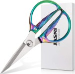 Jasni Fish pattern Powerful kitchen scissors professional Heavy Duty Multi-Purpose pretty Color rainbow Titanium Coating Forged... 