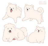 Pin by Ggaeyul on 강아지 그림 | Chibi dog, Puppy drawing, Samoyed puppy