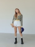 Check Crop Top and Cardigan Set | STYLENANDA | 스타일