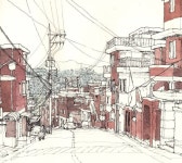 paperarchさんはInstagramを利用しています:「#해방촌 #내리막길 저 너머 #이태원동 #seoul #urban #urbansketch... 