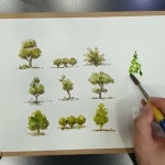 어반스케치 기초! 나무 배경 연습중! 펜 드로잉하고 수채화 채색까지...