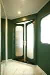 PIN DESIGN[핀디자인] : 네이버 블로그 클래식현관중문/딥그린과화이트의 세련된만남/ #entrance #door #handle #shoe rack #tile... 