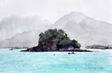 홀로섬 53.0 x 40.9cm watercolor dn ppaper watercolor by Jung in sung