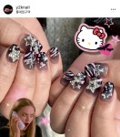 #silvernail #gyaru #gyarunails #ribbon #ribbonnails #zebranails #blacknails #punk #별네일 #키치네일 #키치 #지브라네일... 