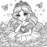 여자 아이들이 좋아하는 예쁜 공주 색칠공부 도안 19종 - 키즈위키