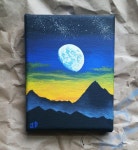 Moonrise Mountain Painting | Etsy #artpainting | 캔버스 그림, 예술 그림, 아크릴화