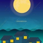 달빛 마을 일러스트 ai 무료다운로드 free Moonlight Village vector - 어반브러시