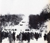 1948년 서울 남산 스키장. 조선신궁 계단이 철거된 자리. 스키대회도 열렸다고 함.