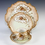 Antique & Opulent French 4-pc Place Setting, Raised Gold Enamel, HP M. Redon… | 도자기