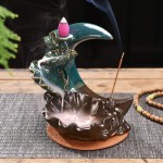 Backflow Incense Holder Burner Waterfall Handmade Ceramic Incense Cones Sticks Holder Home Decor Lotus Moon Backflow Incense... 