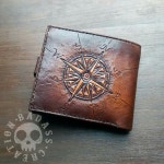 Leather wallet with tooled wind rose, leathercraft, by #BadassCreation more on facebook | 지갑, 가죽