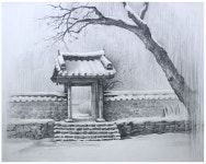 traditional Korean house[Pencil Drawing]한국의 전통 한옥 그리기 Drawing Korea landscapes ; traditional Korean house[Pencil Drawing]...