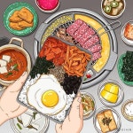음식체험😋 도시락🍱 . . . #강호동백정 #백정 #도시락 #고기 #일러스트 #그림 #푸드일러스트 #소맥 #baek…